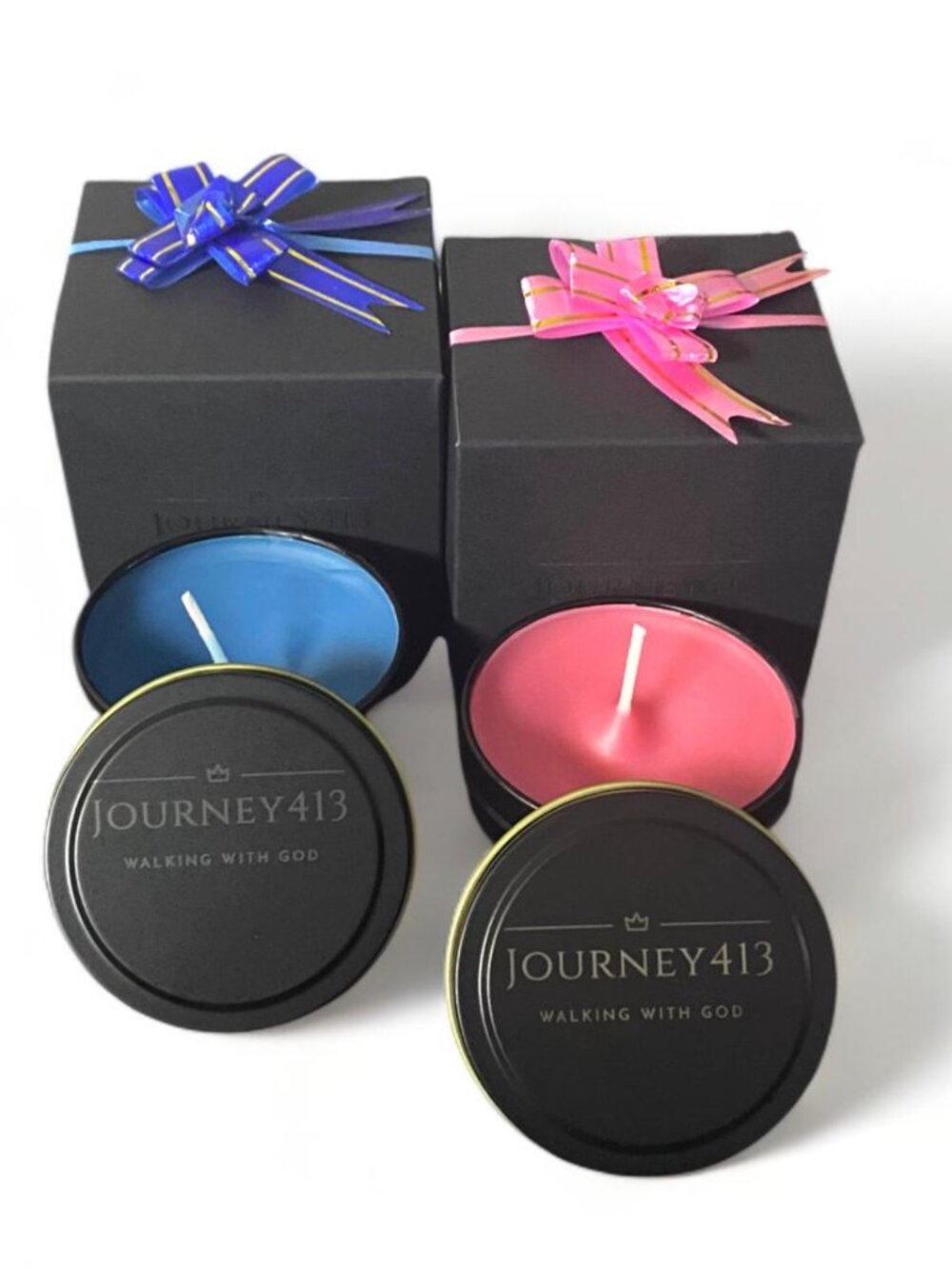 Scented Tin Candle - Blue and Pink - Gift-Ready
